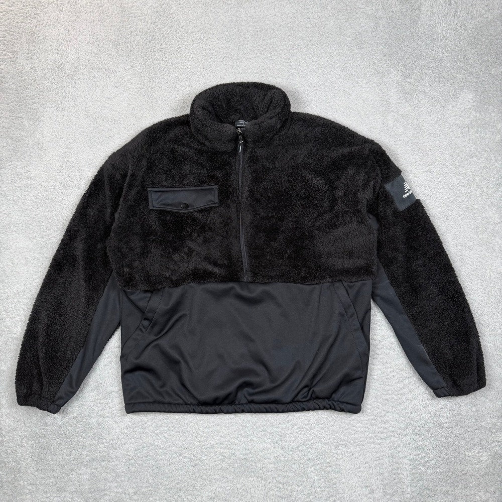 New Balance Mens Black Sherpa Fleece Half Zip Pullover‎ Hybrid Jacket Large